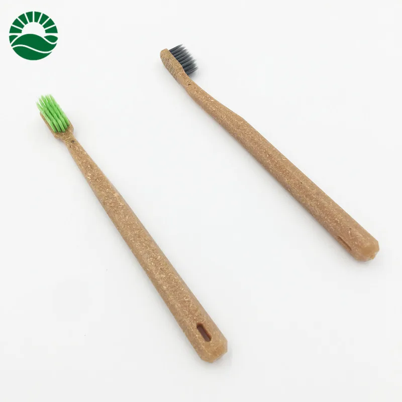 
New Wooden Charcoal Fiber Handle Bamboo or Green Tea Fiber Bristle Biodegradable Toothbrush 