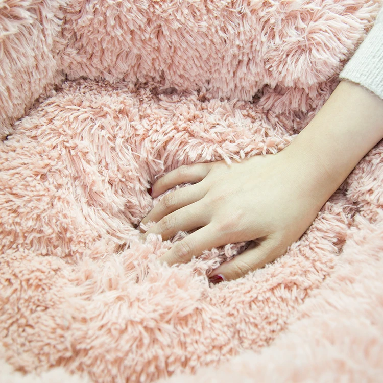 
Innovative Pet Products Deluxe Calming Raised Plush Felt Large Round Luxury Dog Cat Pet Bed for Sale 