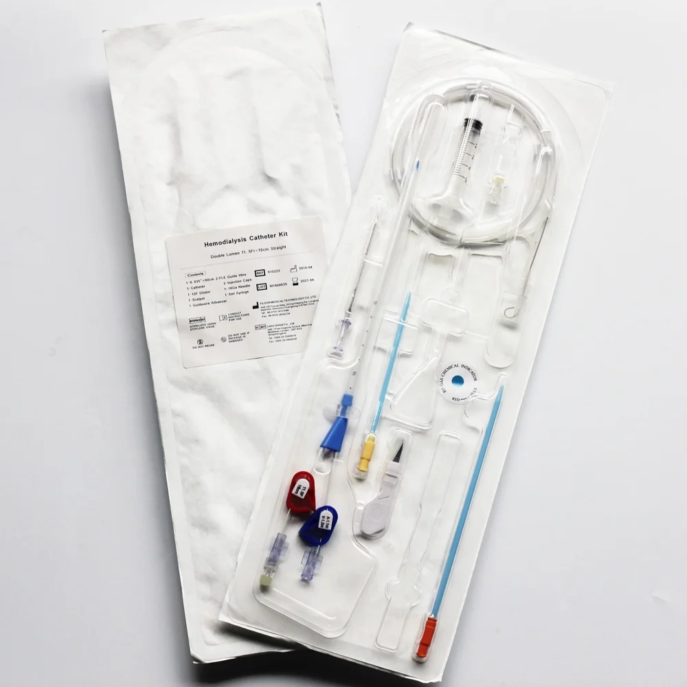 Disposable double lumen permanent dialysis catheter kit