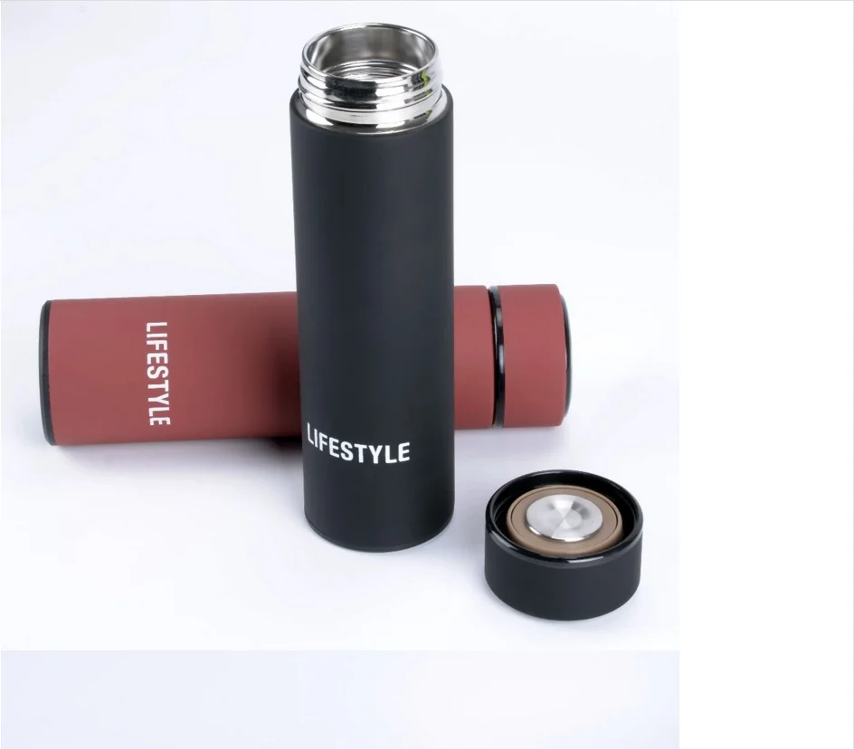  wide Rubber frosted paint water tea Sieve infuser bottle car life vacuum cup thermos