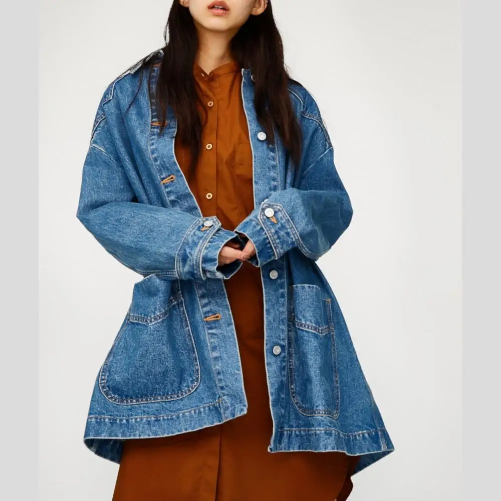 Guangzhou Factory Wholesale Best selling custom fashion korean style casual denim jacket for women.