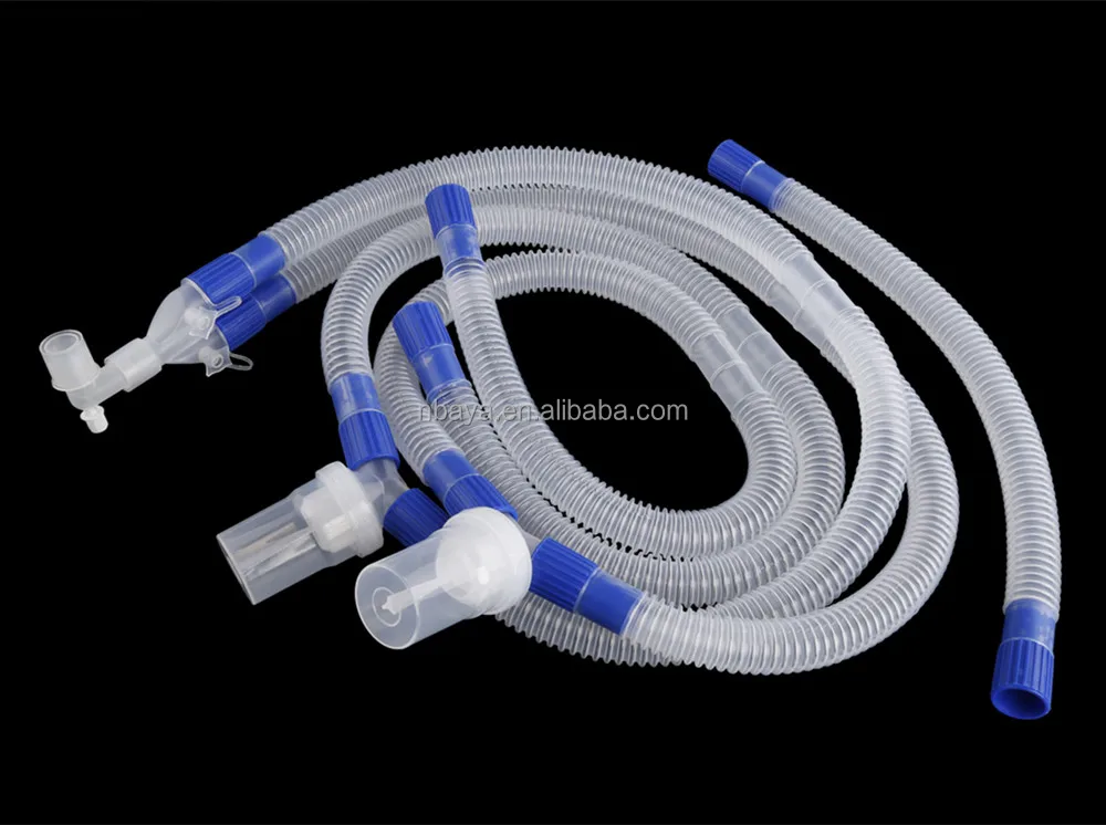 Disposable medical pediatric ventilator breathing circuit corrugated tube with double water trap