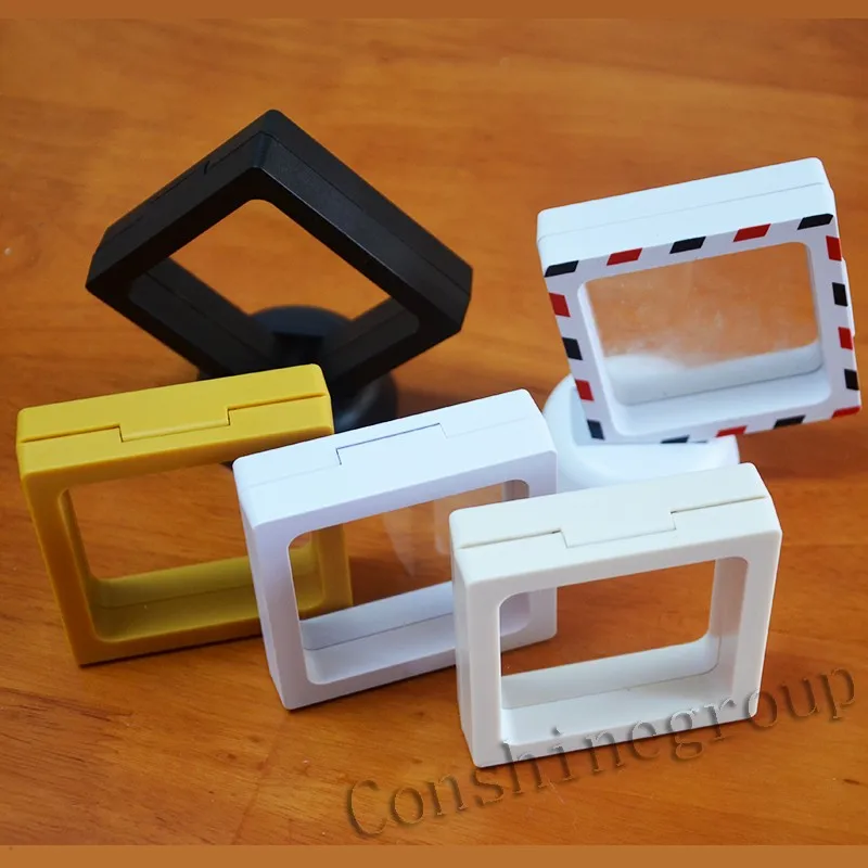 7x7x2cm black Plastic 3D suspension jewelry packaging box