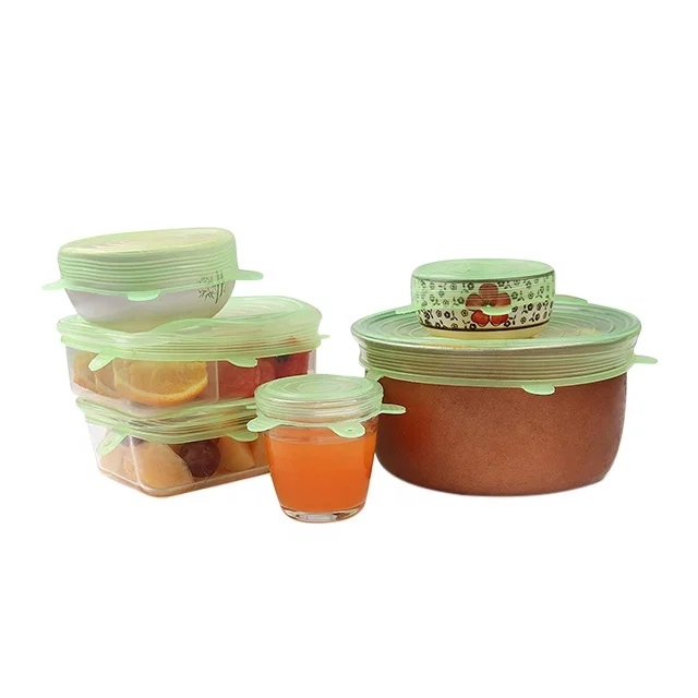 Six sets of food fresh cover Reusable food fresh lid easy to clean Food Grade Silicone Stretch Lids
