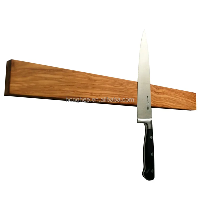 
Powerful Premium 10 inch / 12 inch Solid Olive Wood Magnetic Knife Strip 