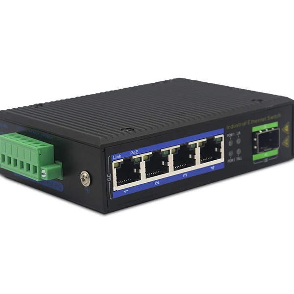 Telecom equipment all gigabit 1fiber SFP with 4 port PoE industrial switch for video camera