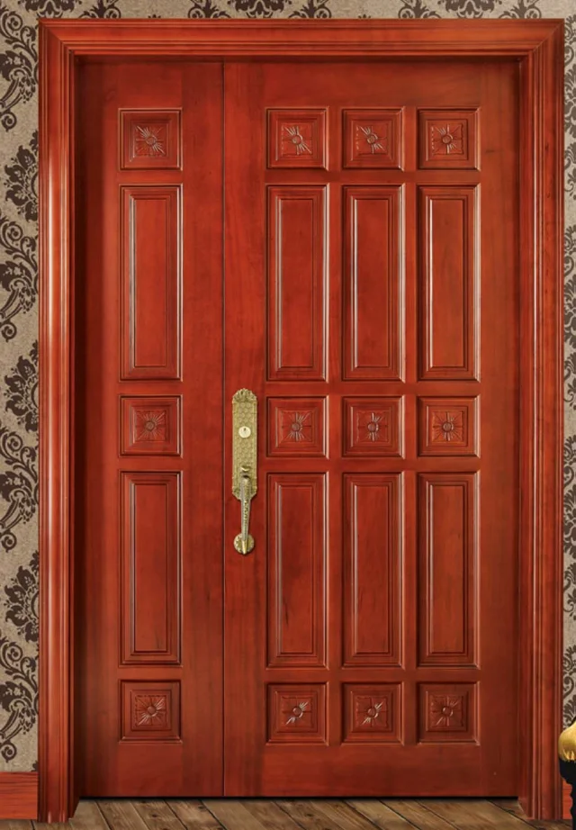 Chinese style main door of unequal double wood door