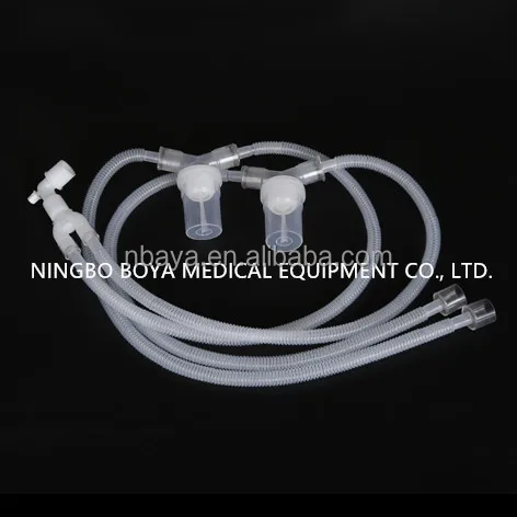 Disposable medical pediatric ventilator breathing circuit corrugated tube with double water trap