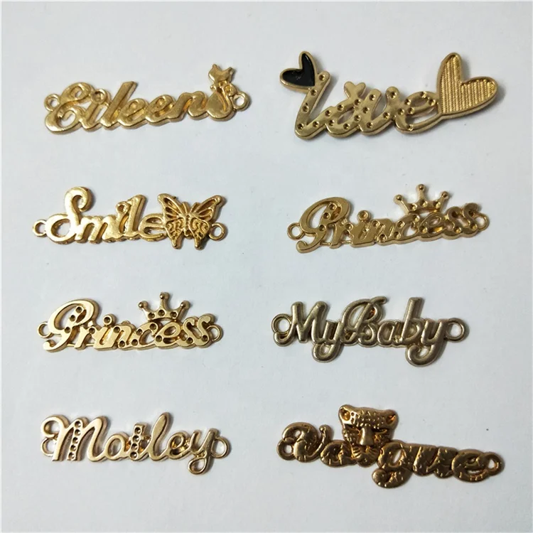 Rhinestone diamond metal label garment clothing english alphabet brand logo Letter badge trademark