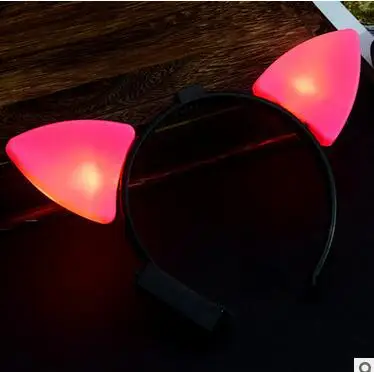 Светящаяся повязка на голову с кошачьими ушками со светодиодной подсветкой аксессуары для волос