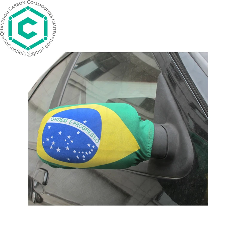 Brasil flag car mirror sock for promotion
