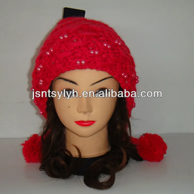 
Модные красного цвета с блестками для маленьких девочек в виде косички beanie шапки с помпоном, производство 