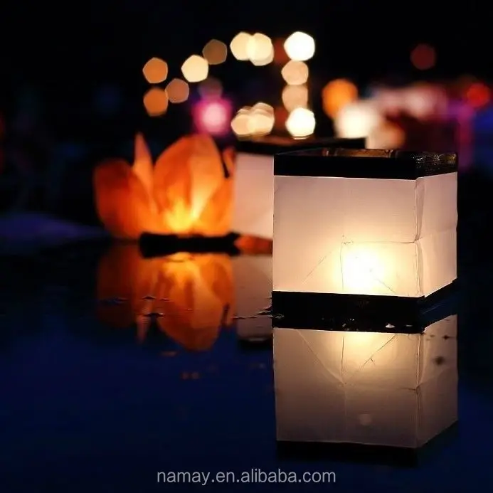 Hot Sale Square Biodegradable Paper Floating Lighted Wishing Water Lantern eco wish lanterns