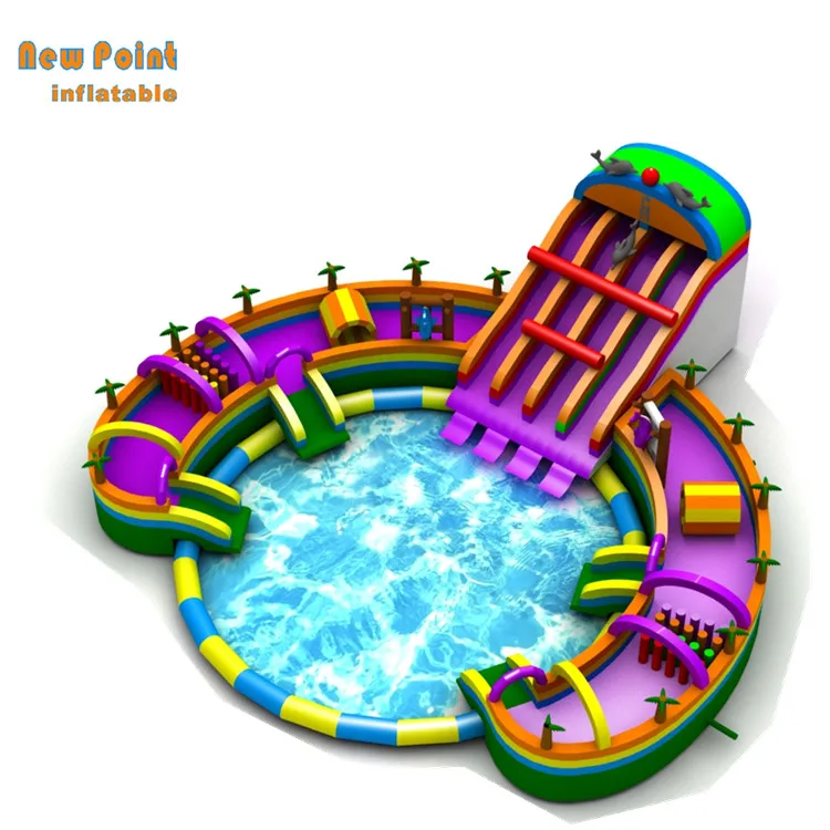 Commercial inflatable big slide with  water park  for sale