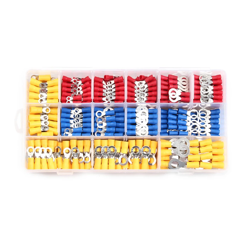 Wholesale 650PCS Assorted Insulation Ring Crimp Terminals Electrical Wiring Connectors Kits Cold Pressed Ring Terminals