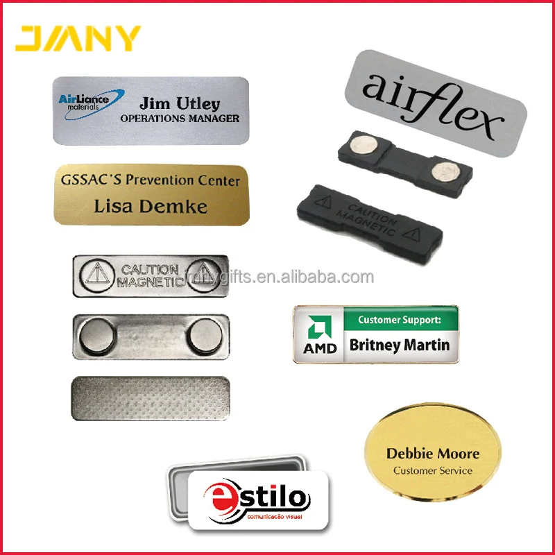Factory Directly Metal Name Badge with Brooch Pin or Magnetic Back