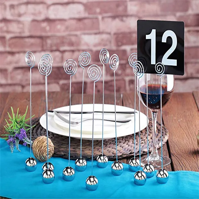 
2019 hot sale Wire Round Chromed Base Place Card Holder Table Card Holder 
