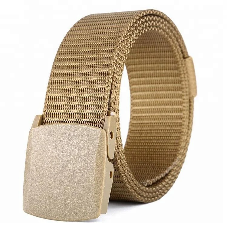 Men Style Woven Nylon Strap Belt with Plastic Smooth Buckle
