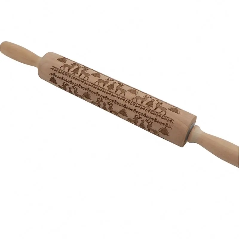 Скалка деревянная с узорами в виде животных для выпечки помадки хлеба Колыбель Рождественская скалка для тиснения