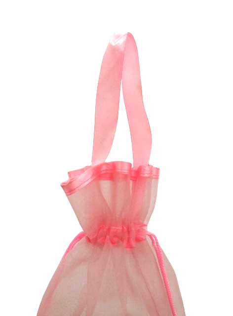 Promotion low cost pink mesh drawstring cosmetic bag