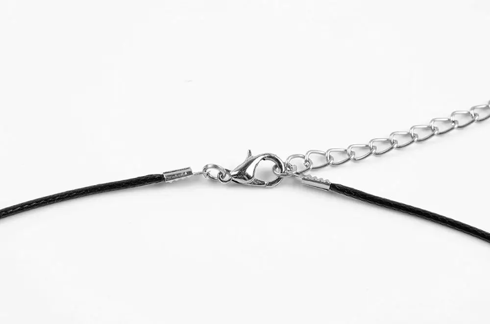 Плетеный восковой шнур из искусственной кожи, Черная веревка, ожерелья, цепочка с застежкой-карабином