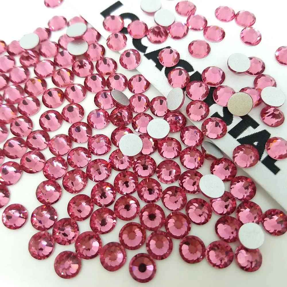 LOCACRYSTAL Brand Rose Color Nail Art Crystal Rhinestone Non-hotfix Glass Beads