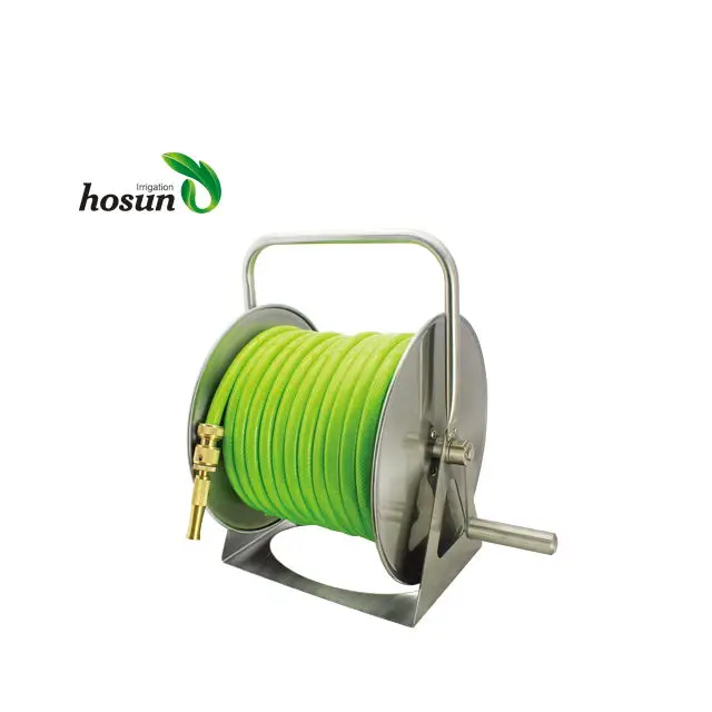 Портативная сверхпрочная катушка из нержавеющей стали для садового шланга