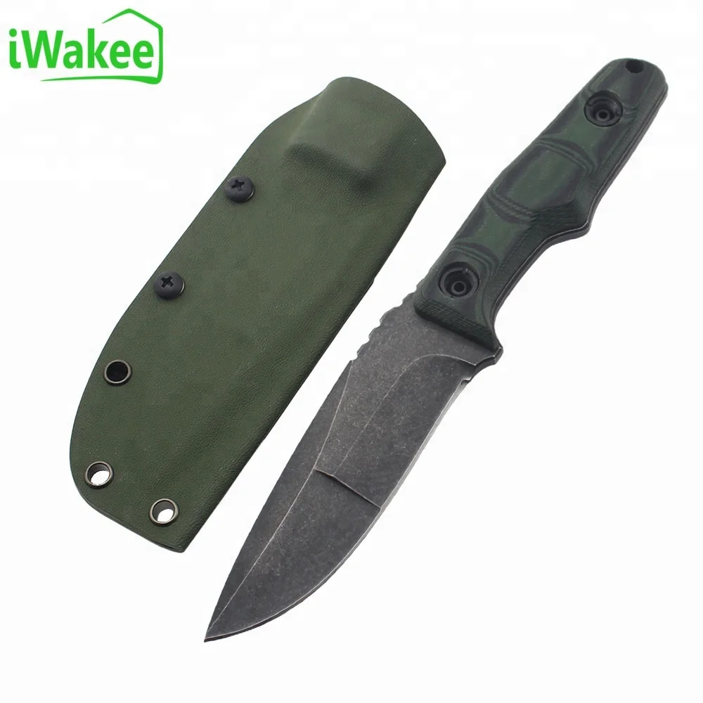 Hunting Camping Dive Knife Stone Wash Straight G10 Army Green Stainless Steel Knife with US Kydex Sheath