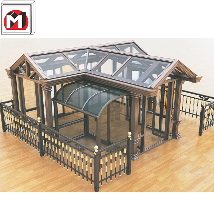 Modular Prefab Four Season Solarium Hollow Sun House doors and windows for aluminum profile Glass Sunrooms