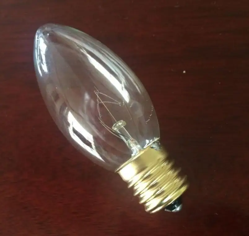 C9 E14 Clear shell lighting tungsten candle filament bulb for sale