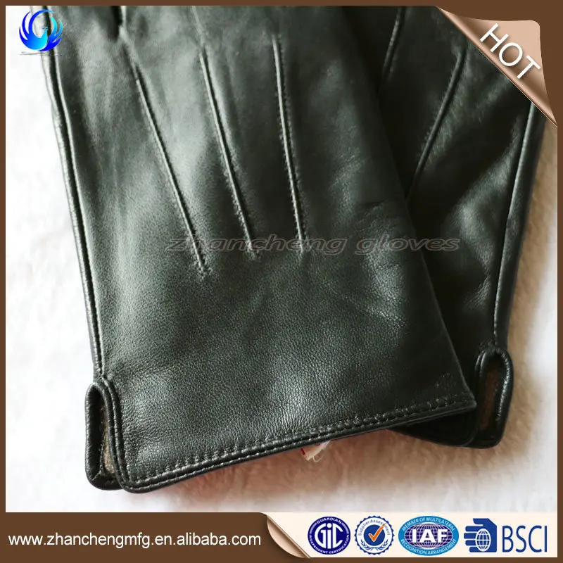 High quality mens genuine goatskin leather gloves with 3 straight deaws on back leather gloves importers