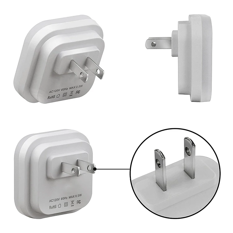 With Dusk to Dawn Touch Sensor 0.5W Plug-in Square Mini LED Night Light