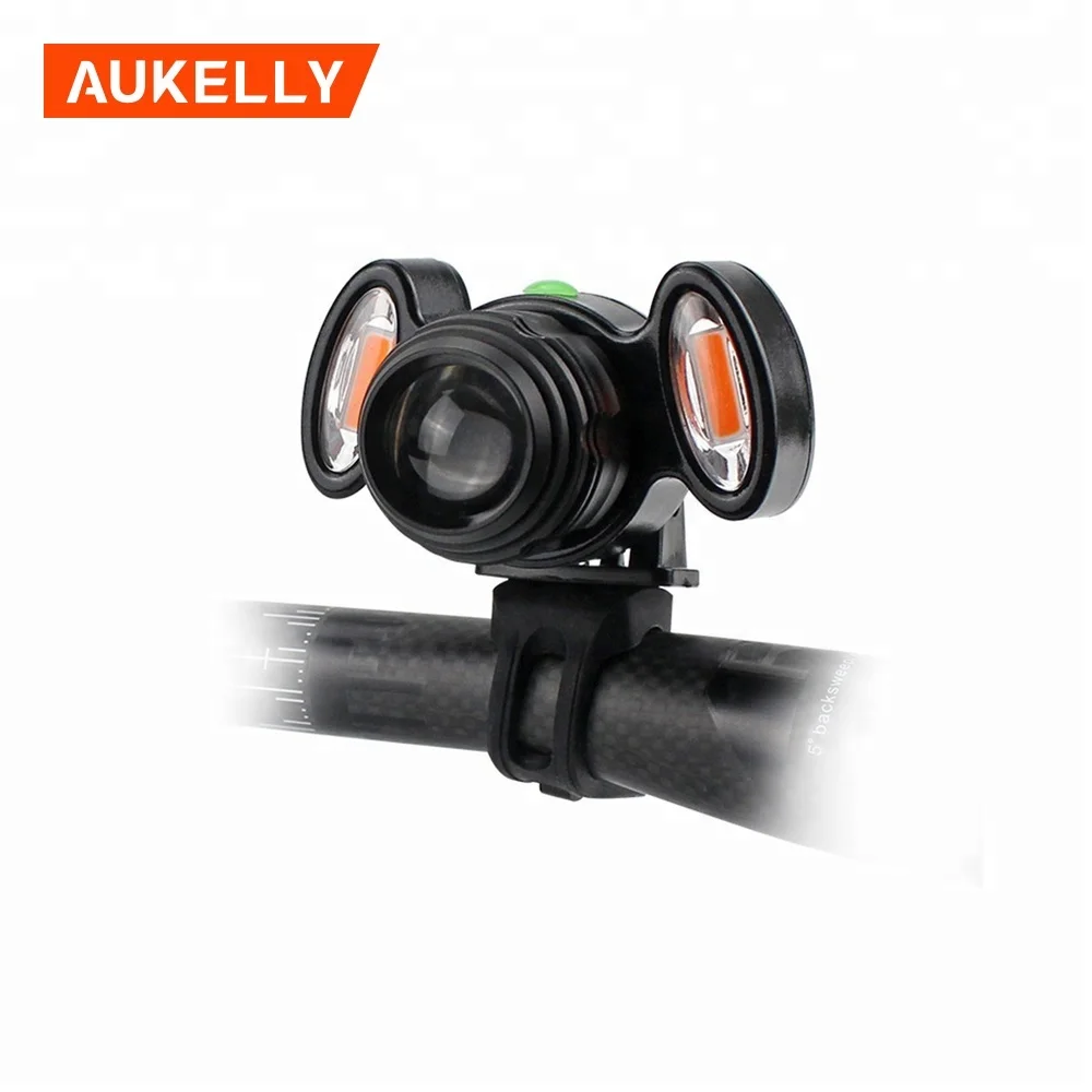 Telescopic Zoom T6 Self Driving Lamp 2 COB Red Light Flashlight USB Charging Mountain Bike Front Lamp