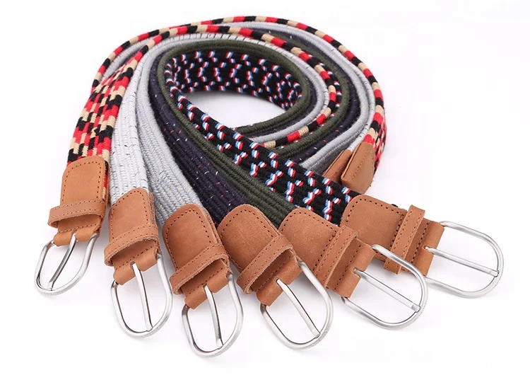Fashion Women Real Leather Fabric Elastic Belt