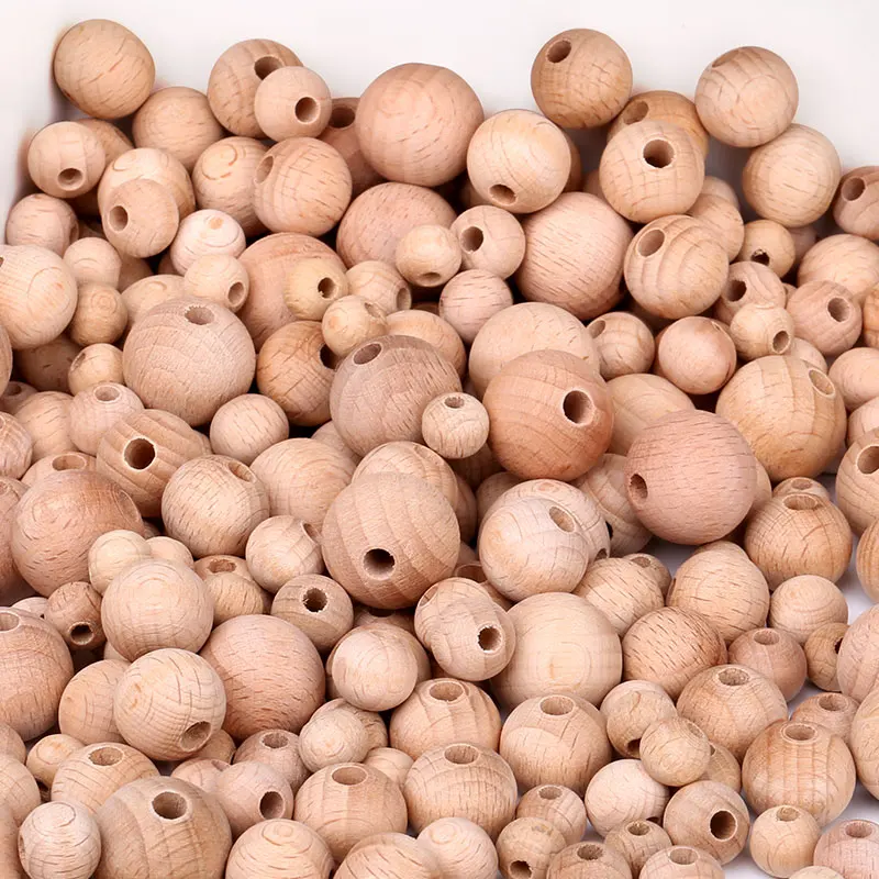 High quality natural beech wood beads