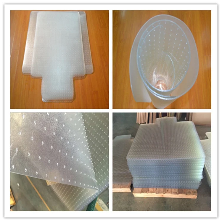 Office Products PVC Plastic Floor Chair Mat 45 x 53 Inches, Rectangular with lip for Carpet Protector