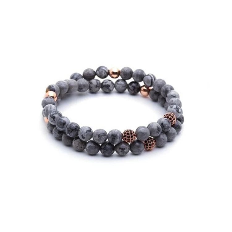 Wholesale Stone Health Beads Silver Buddha Head Spacer Bracelet for Male Female