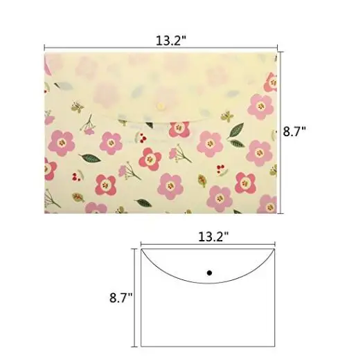 Floral Printed Festival Letter Size Poly Envelopes Document Organizer Booklet File Paper Folders with Snap Button