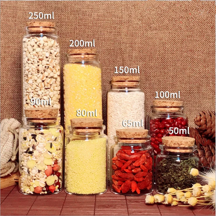 wholesale price available different sizes mini glass bottles with cork lid glass bottle with cork lid