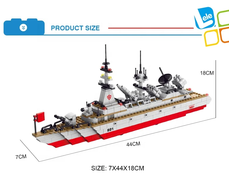 LELE BROTHER Military Model Warship Cruiser Kids Educational Building Blocks Toys