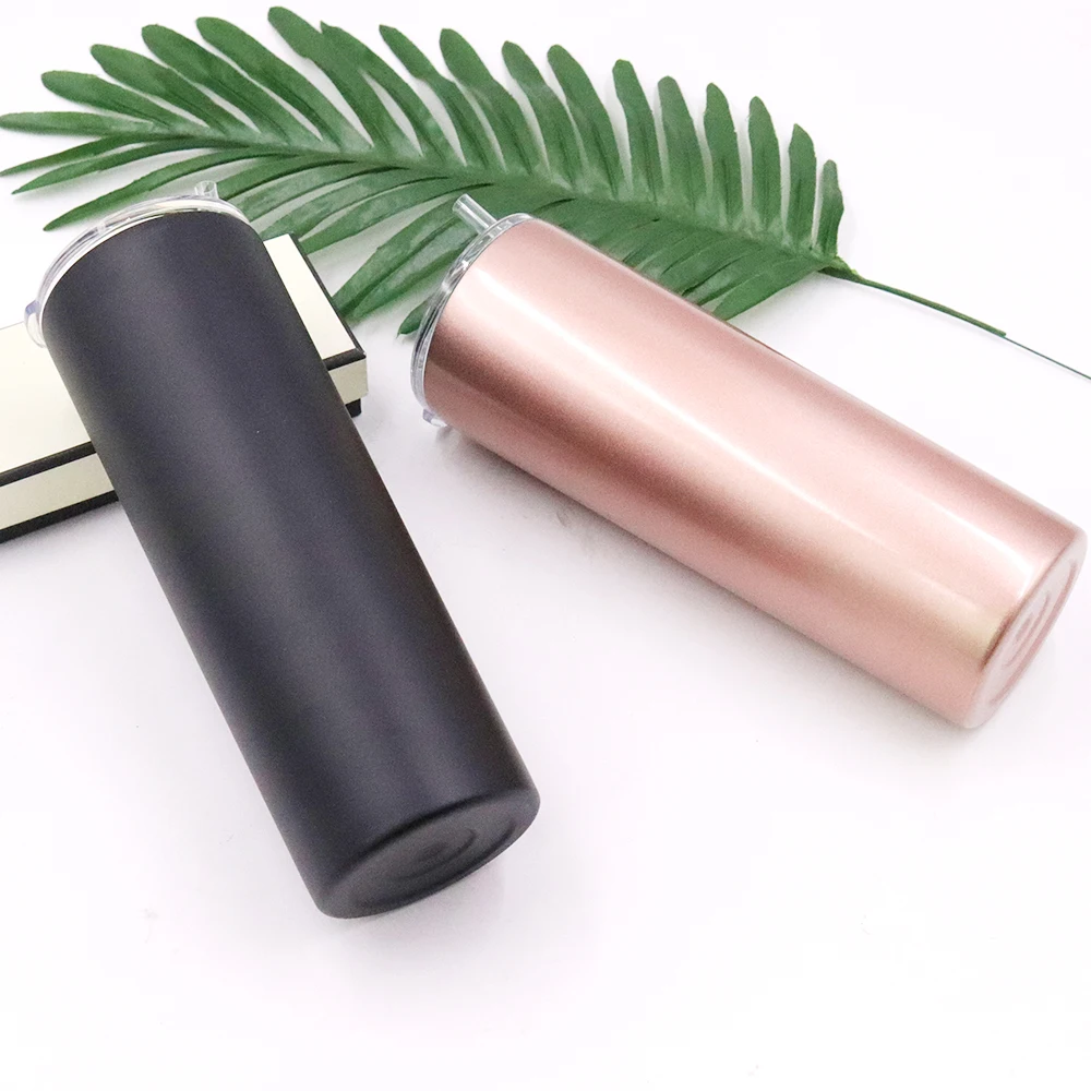 2021 New Custom thermos 20oz skinny straight vacuum tumbler double wall stainless steel travel mug with straw and lid for drinks