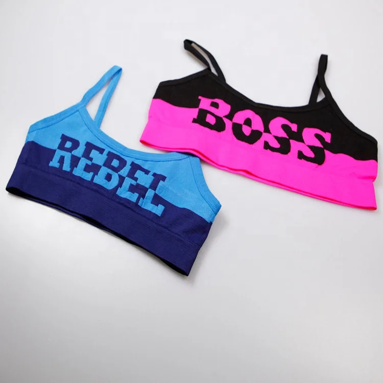 
Everyday Wear Young School Girls Seamless bra Black and Pink Yarn Dye with Letter 