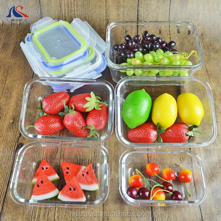 Multiple Sizes Square Microwave Oven Safe Glass Storage Container Sustainable Lunch Bowl Airtight Rectangular Bento Boxes