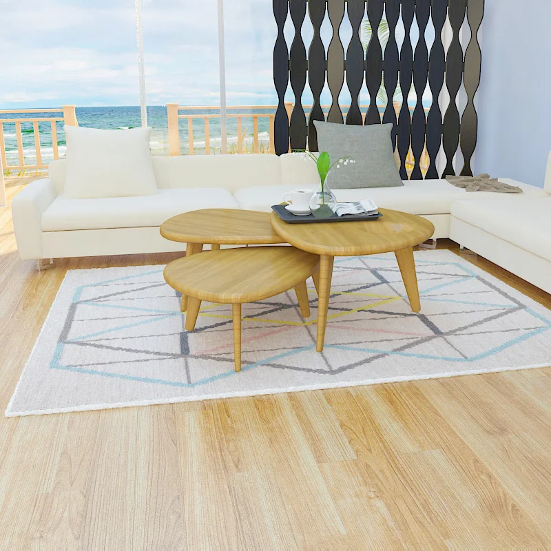 Pebbles Bamboo Furniture Nesting Tables Coffee Table Bunch Modern Design for Living Room Solid Round Coffee Table Wood