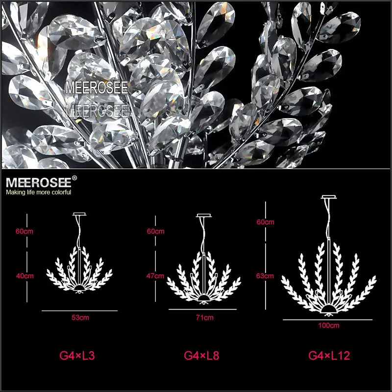 Tree Branch Crystal Leaf Chandelier Kristal Lampe MD2367 L8