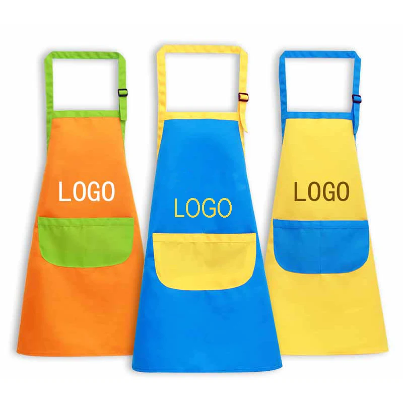 Promotion kids bib apron artist smock children cooking chef hat apron set