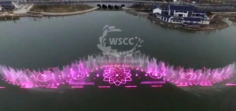 Large Water show Colorful Music Dancing Fountain