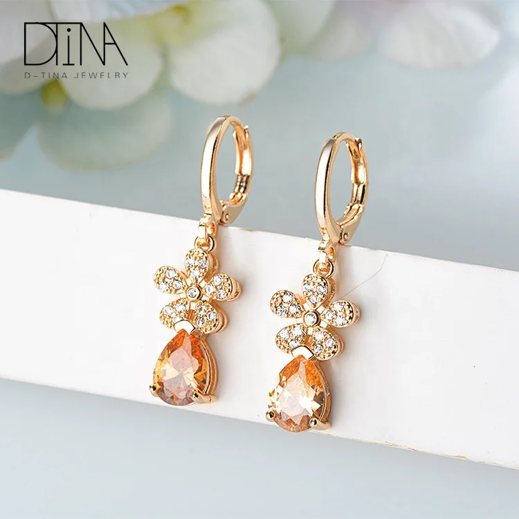 DTINA Fashion 14k Gold Filled Stone Drop Earrings for Ladies and Women