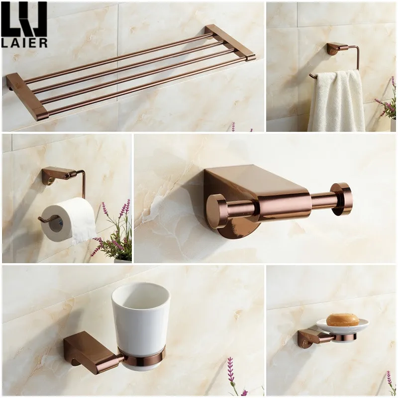 
Hot Sales In Dubai Zinc Alloy Bathroom Accessories Sets Complete Rose Plated Finished For Bath Fitting 