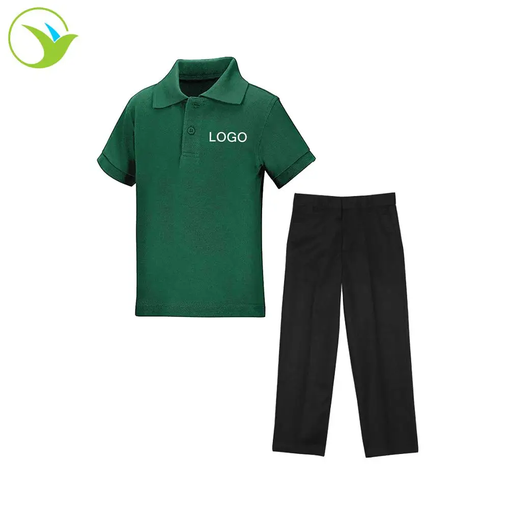
Kid Custom Cotton Twill Boys Children Primary School Uniform Polo T-Shirt / Pants Uniform For School Children 